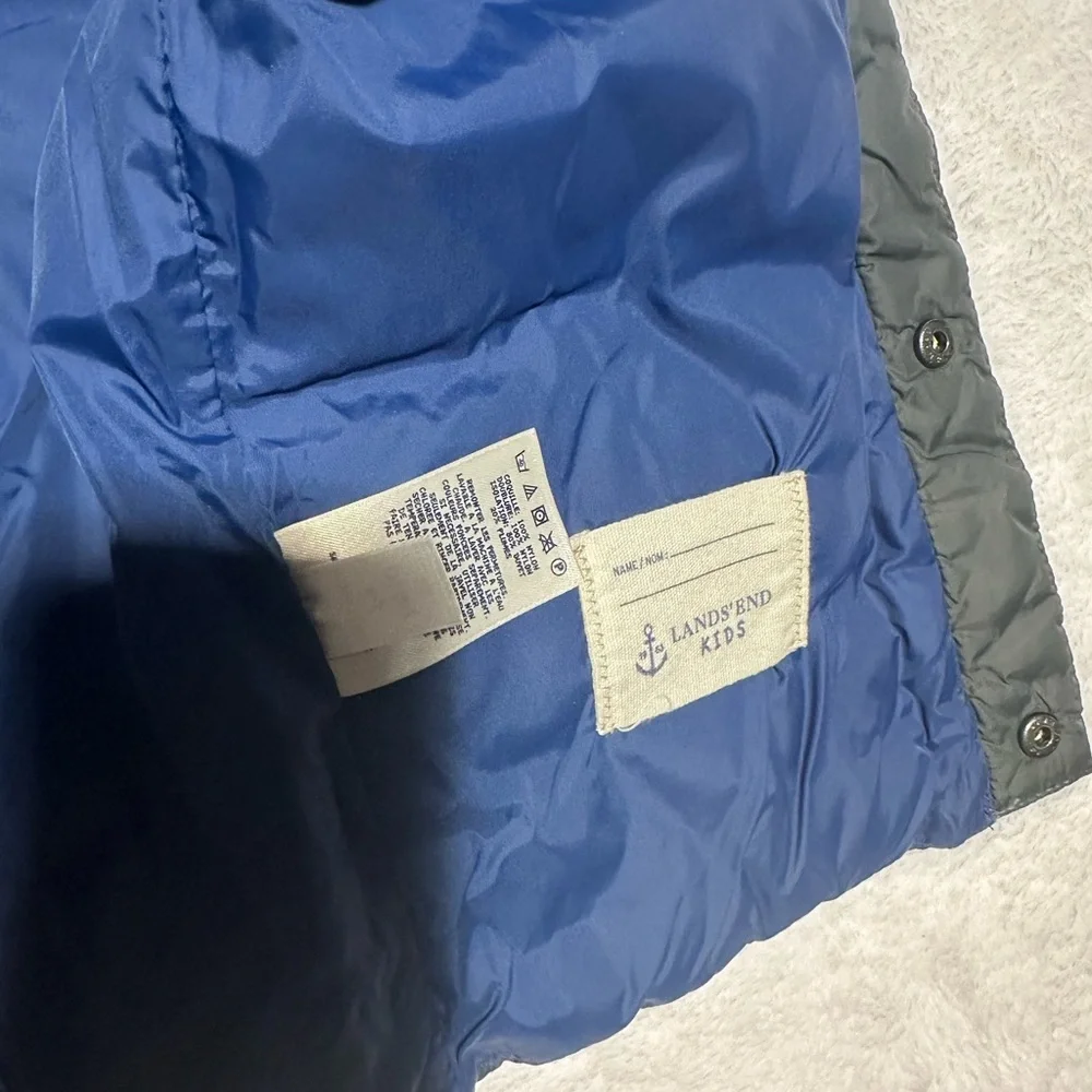 Lands' End Kids Navy Blue Down Fill Puffer Vest Size Small  4